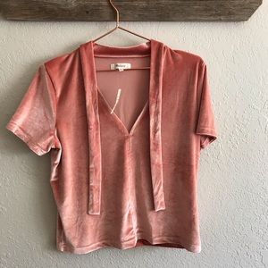 Madewell pink velvet top